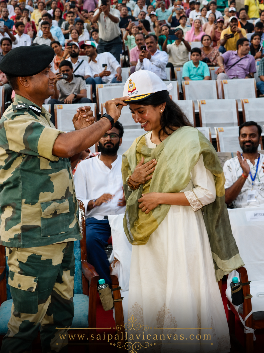 Sai Pallavi honoured with ceremonial peaked cap by BSF officers