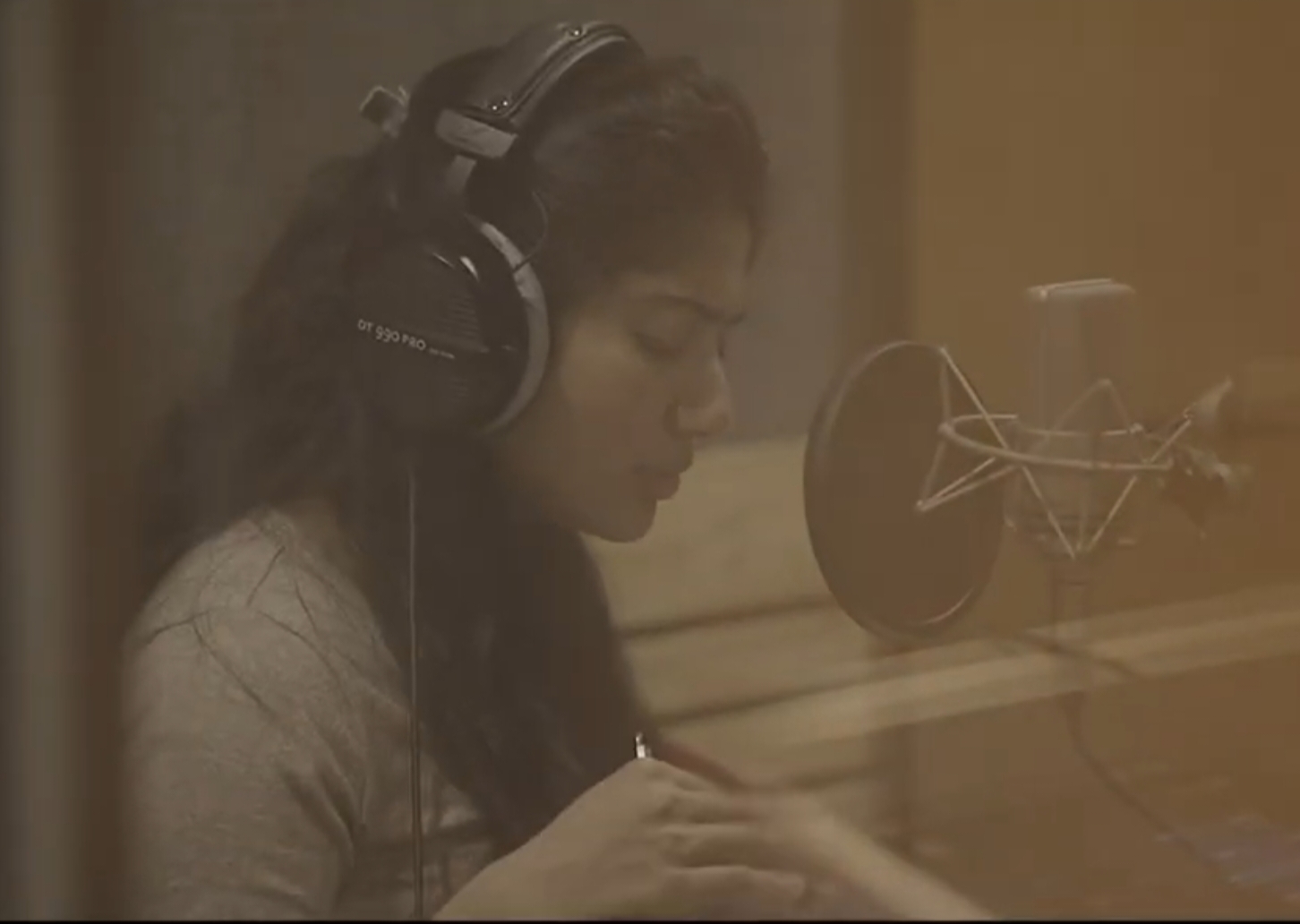 Sai Pallavi during her Kannada dubbing