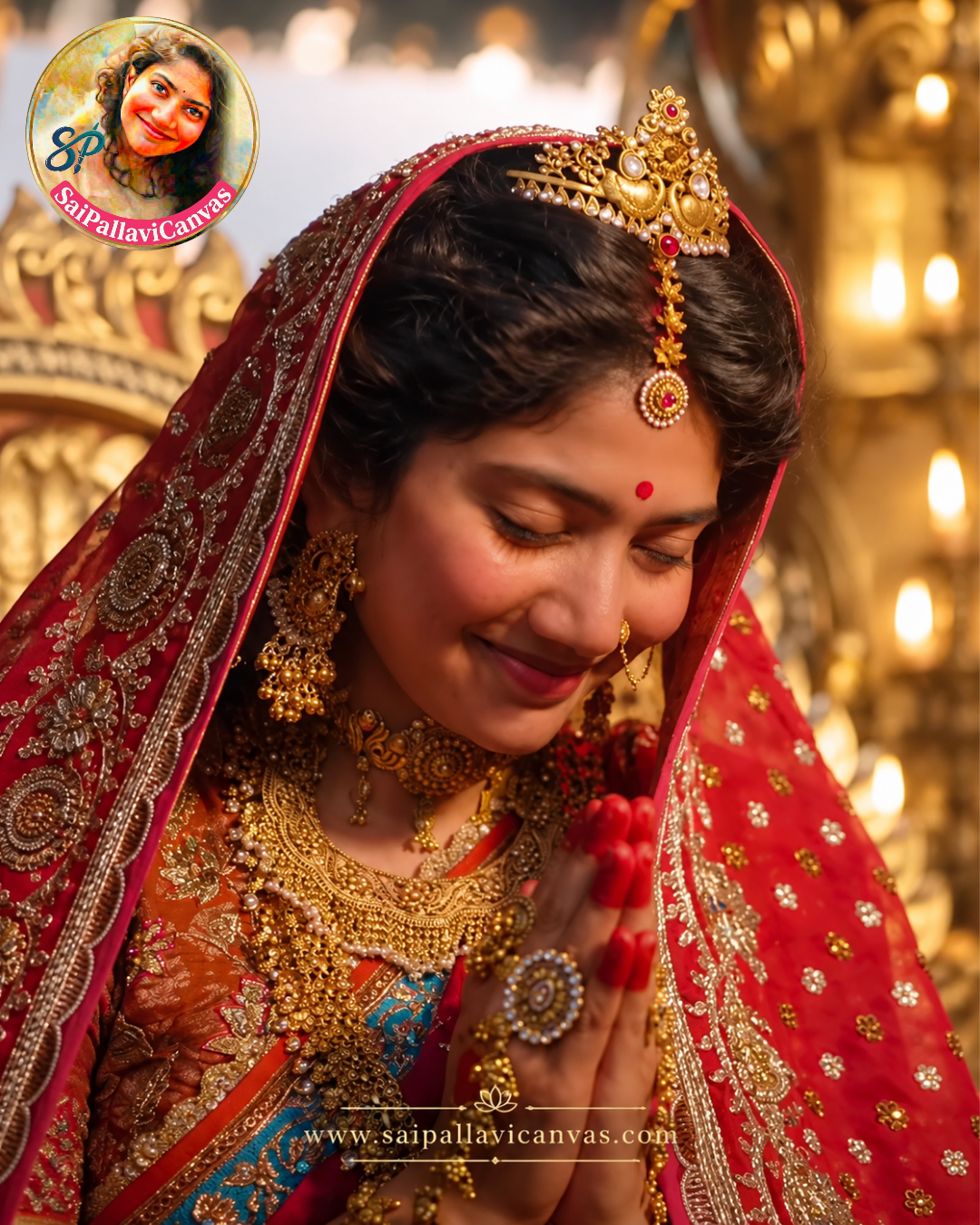 Sai Pallavi as Sita, palace look in red and gold